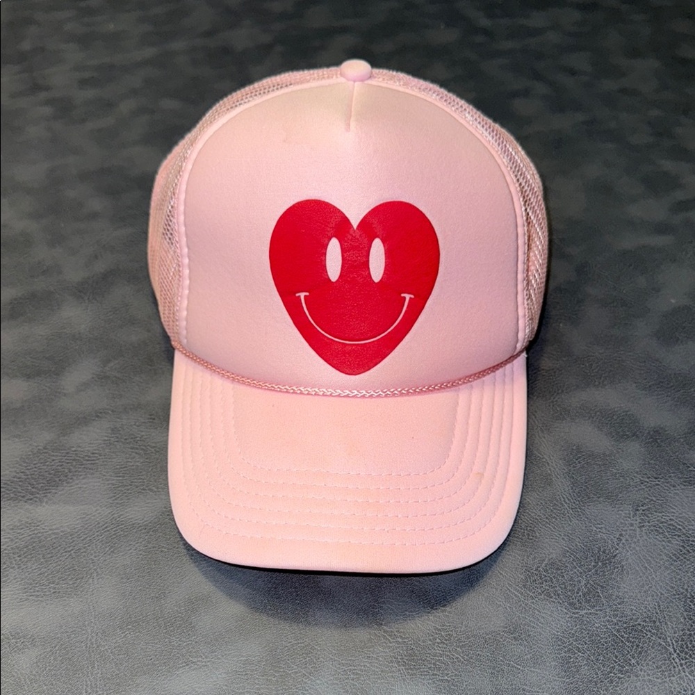 Charming Pink Cap with Heart Smiley